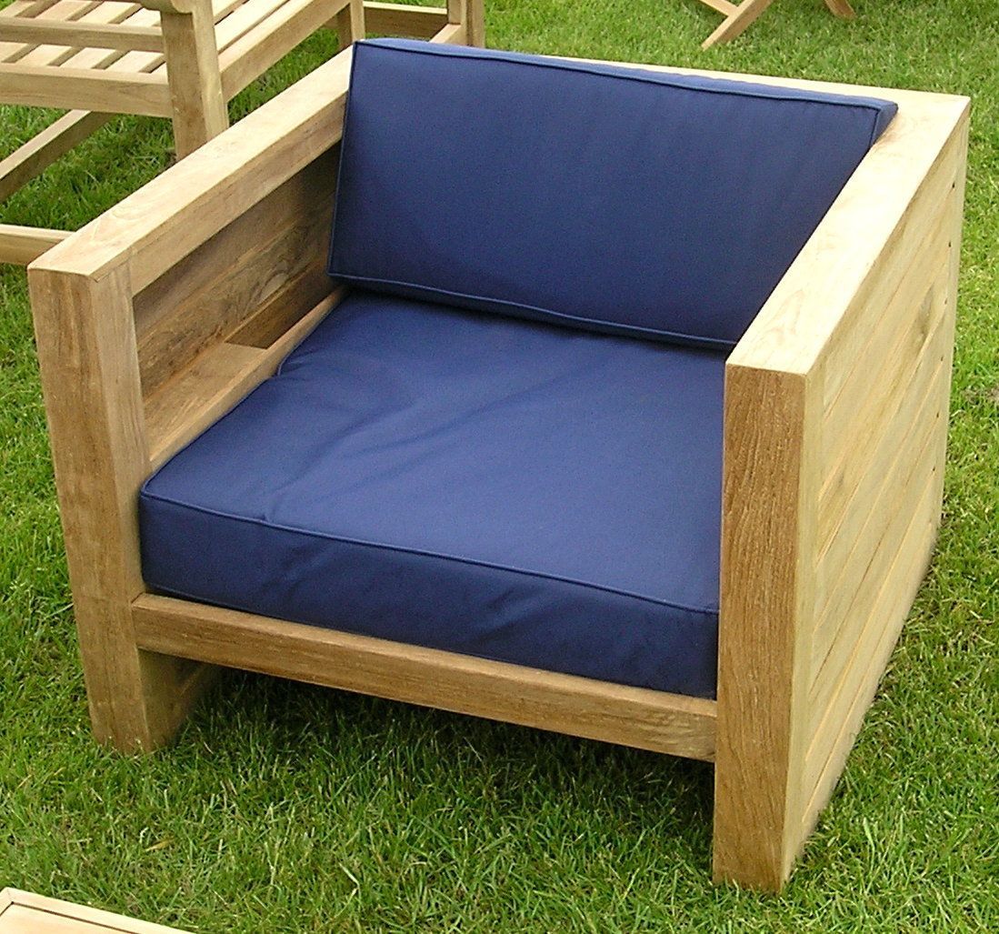 Asmara Teak Garden Arm Chair And Cushions Regarding Teak Outdoor Armchairs (View 13 of 15)