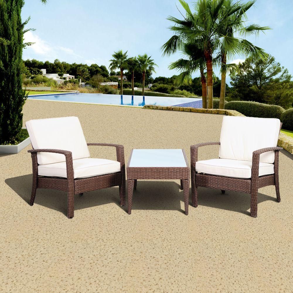 Atlantic Contemporary Lifestyle Florida Deluxe Brown 3 Piece All Within Brown Patio Conversation Sets With Cushions (View 6 of 15)