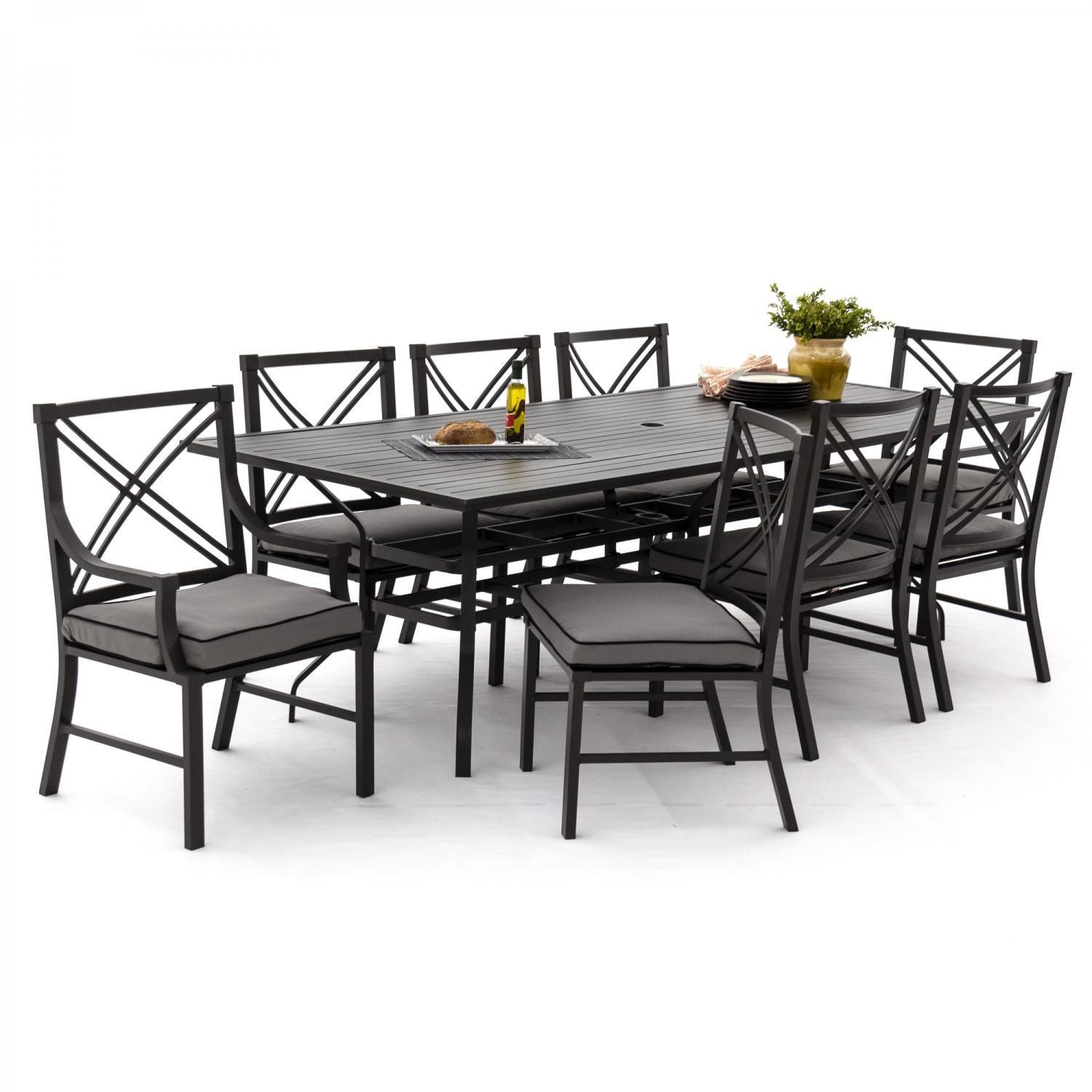 Audubon 9 Piece Aluminum Patio Dining Set With 6 Side Chairs And Regarding Rectangular Outdoor Patio Dining Sets (View 9 of 15)