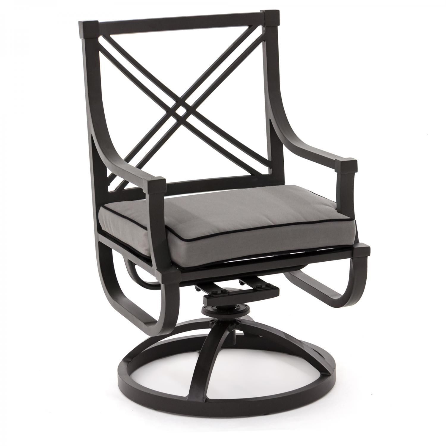 Audubon Aluminum Swivel Rocker Patio Dining Chairlakeview Outdoor Within Charcoal Black Outdoor Highback Armchairs (View 5 of 15)
