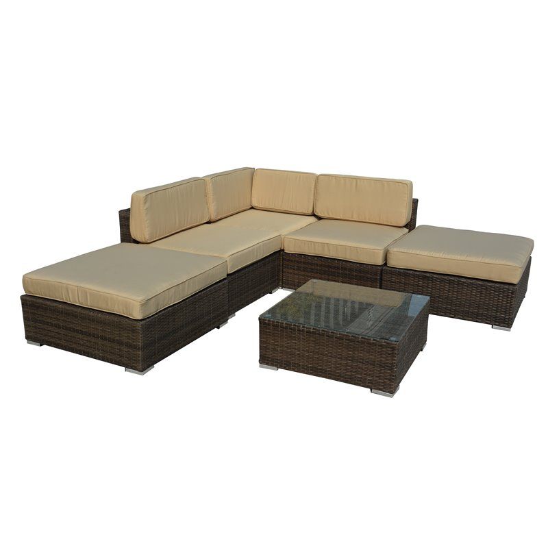 Barton 6 Piece All Weather Dark Brown Wicker Patio Sectional Sofa Set With Regard To 6 Piece Outdoor Sectional Sofa Patio Sets (View 13 of 15)