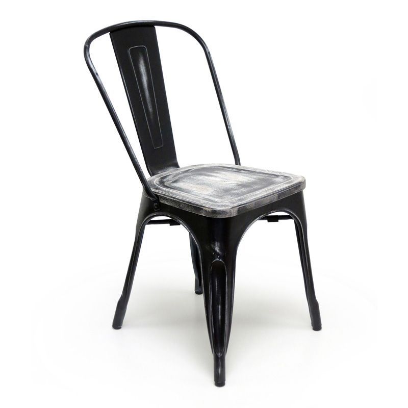 Bastille Cafe Stacking Chair (Antique Black / Wood Seat) (With Images For Black Outdoor Modern Chairs Sets (View 10 of 15)