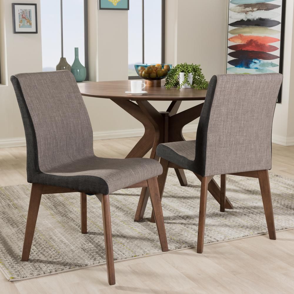 Baxton Studio Kimberly Gray Fabric Upholstered Dining Chairs (Set Of 2 With Dark Gray Fabric Outdoor Patio Bar Chairs Sets (View 10 of 15)