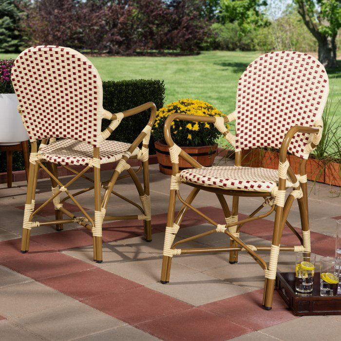 Baxton Studio Seva Indoor/Outdoor Stackable Bistro Dining Arm Chair For Stacking Outdoor Armchairs Sets (View 12 of 15)