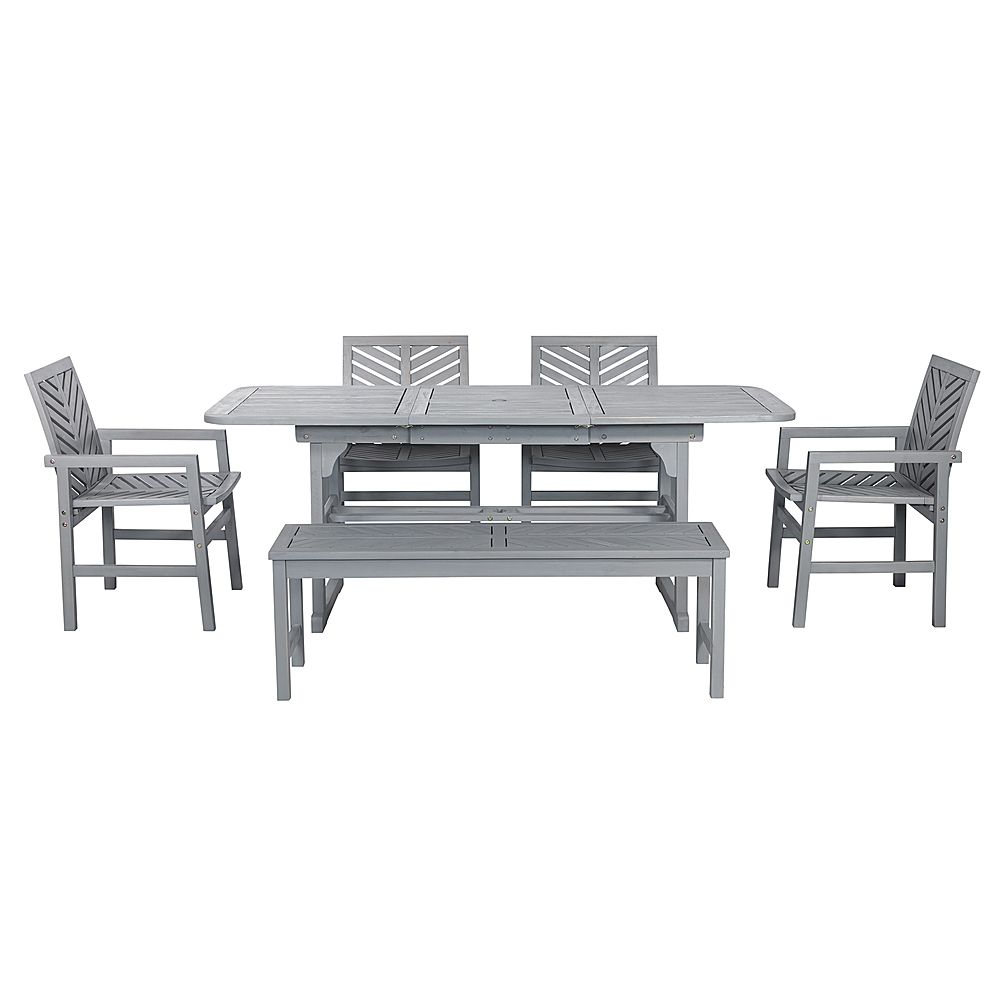 Best Buy: Walker Edison 6 Piece Windsor Extendable Patio Dining Set Intended For Gray Extendable Patio Dining Sets (View 10 of 15)