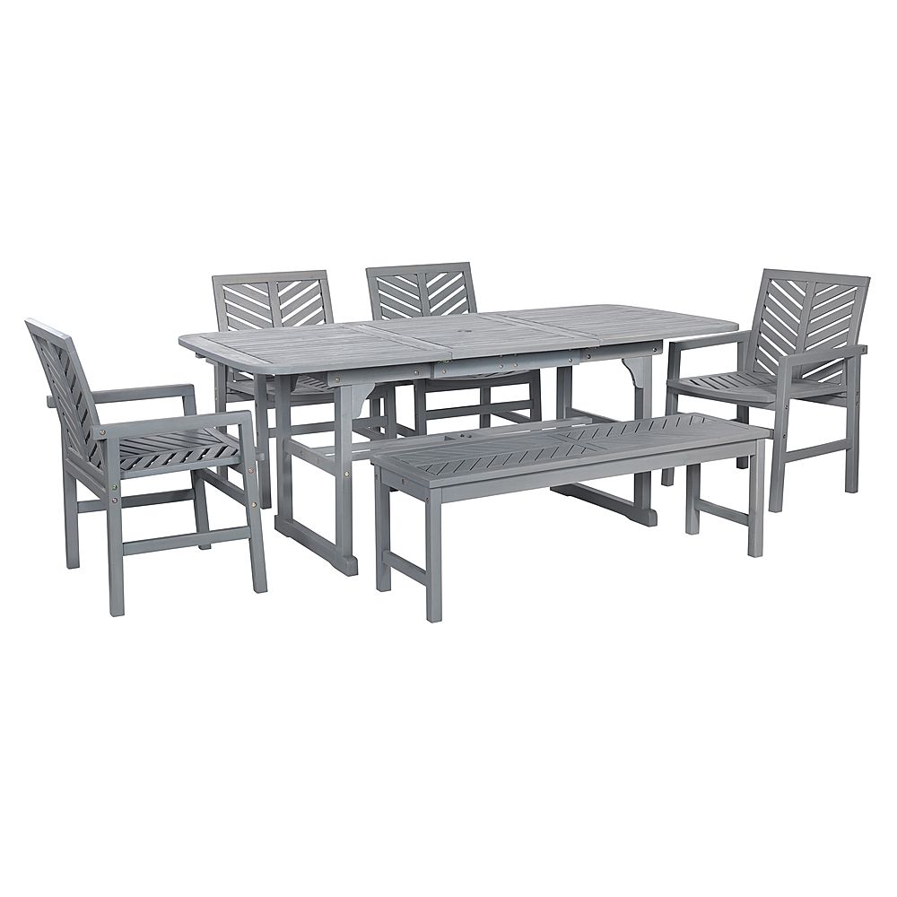 Best Buy: Walker Edison 6 Piece Windsor Extendable Patio Dining Set Throughout Gray Extendable Patio Dining Sets (View 7 of 15)