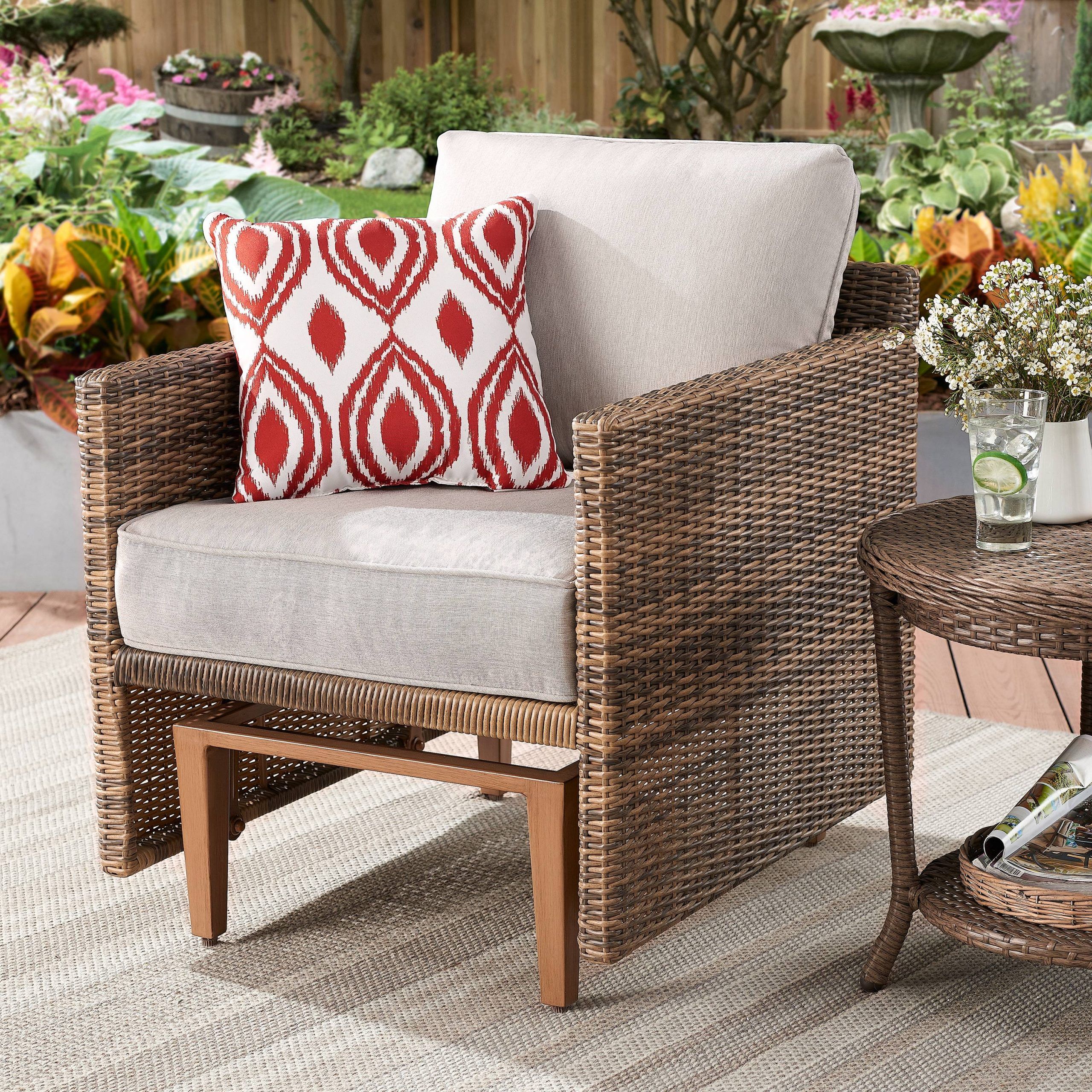 Better Homes & Gardens Davenport Patio Wicker Glider Chair With Beige Within Rattan Wicker Outdoor Seating Sets (View 5 of 15)