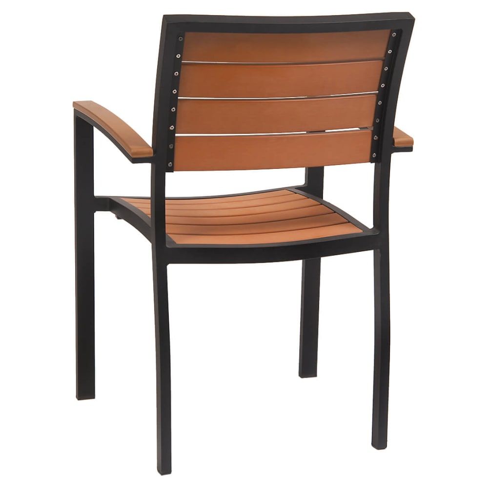 Black Aluminum Plastic Teak Patio Arm Chair Inside Teak Outdoor Armchairs (View 11 of 15)
