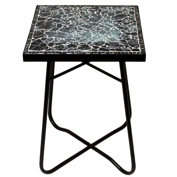 Black Mosaic Square Patio Side Accent Table – Overstock – 11323624 Inside Mosaic Outdoor Accent Tables (View 15 of 15)