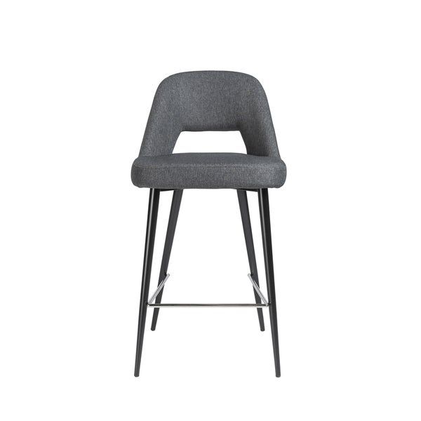 Blair C Dark Grey Fabric Counter Stool With Black Steel Legs In Dark Gray Fabric Outdoor Patio Bar Chairs Sets (View 14 of 15)