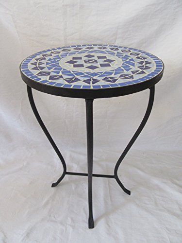 Blue Mosaic Black Iron Outdoor Accent Table 21"H Ehomepro Https With Regard To Mosaic Black Iron Outdoor Accent Tables (View 5 of 15)