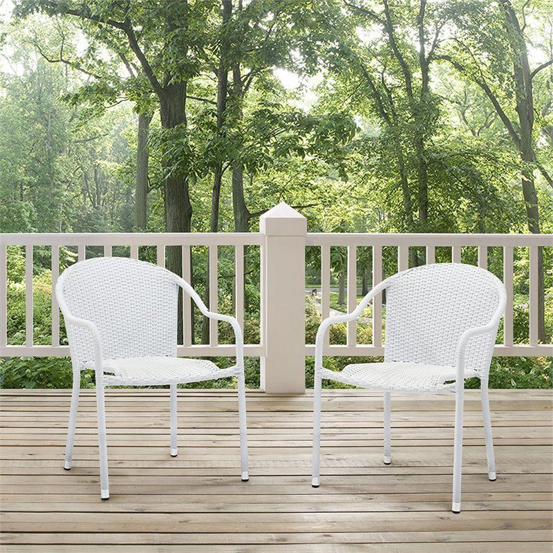 Bowery Hill 3 Piece Wicker Patio Bistro Set In White – Bh 654958 In White 3 Piece Outdoor Seating Patio Sets (View 14 of 15)