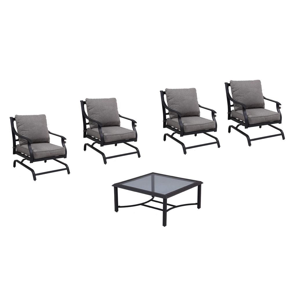 Boyel Living 5 Piece Powder Coated Iron Outdoor Patio Conversation In Fabric 5 Piece 4 Seat Outdoor Patio Sets (View 11 of 15)
