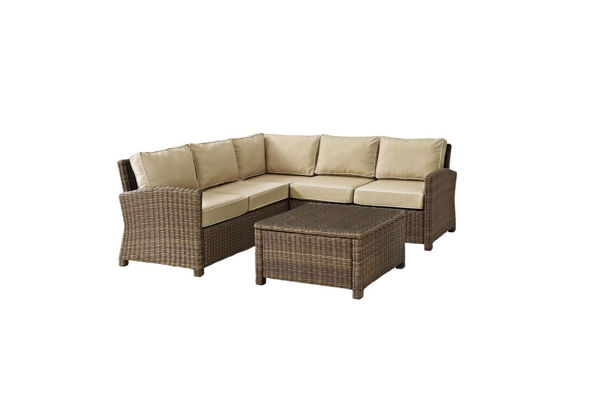 Bradenton Sand 4 Piece Outdoor Sectional Seating Set At Gardner White With White 4 Piece Outdoor Seating Patio Sets (View 12 of 15)