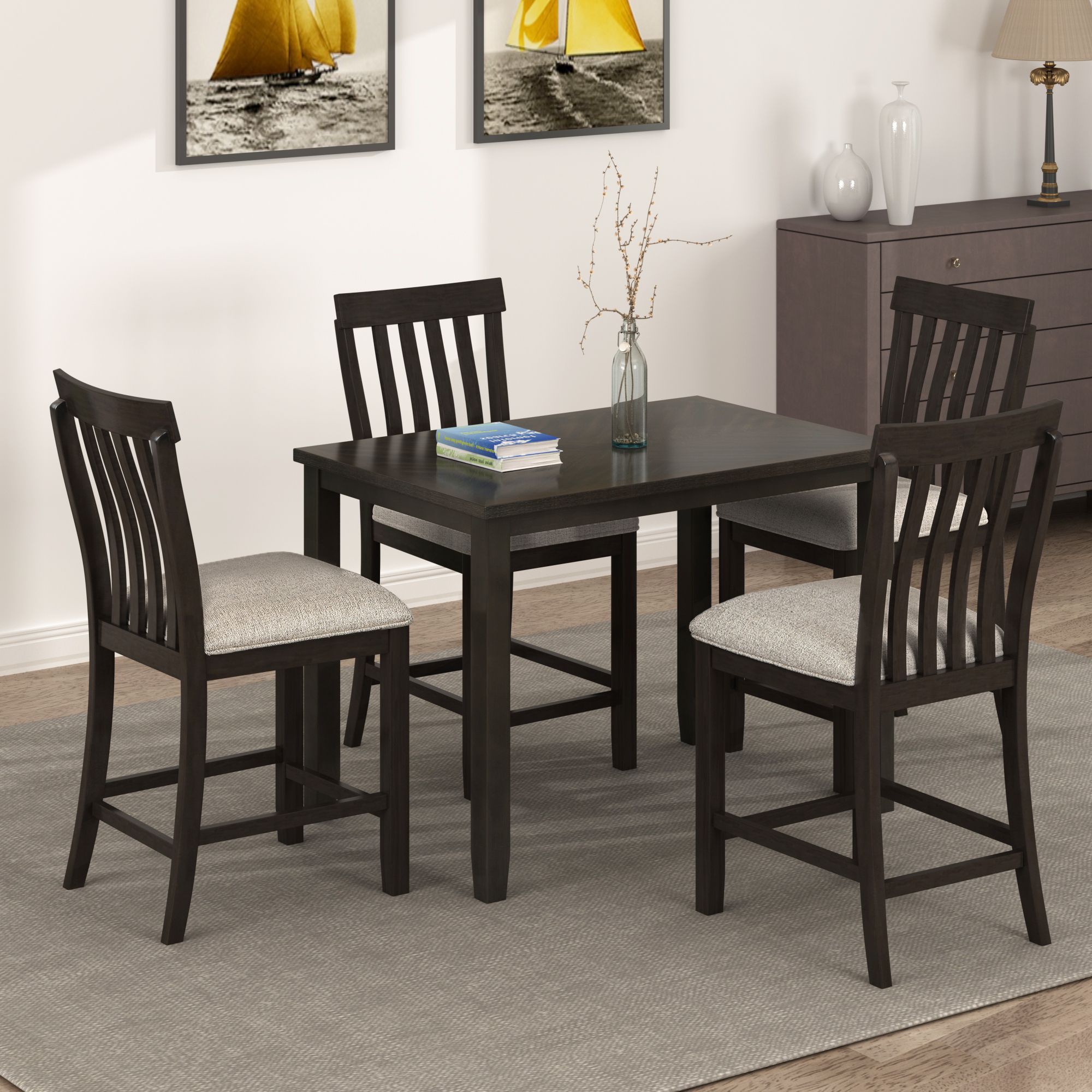 Breakfast Nook Table Set, Amway Contemporary Counter Height Dining Inside Wood Bistro Table And Chairs Sets (View 1 of 15)
