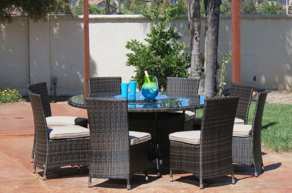 Builddirect®: Kontiki Dining Sets – Wicker Large (Ideal For 8 Or More In Wicker Square 9 Piece Patio Dining Sets (View 11 of 15)
