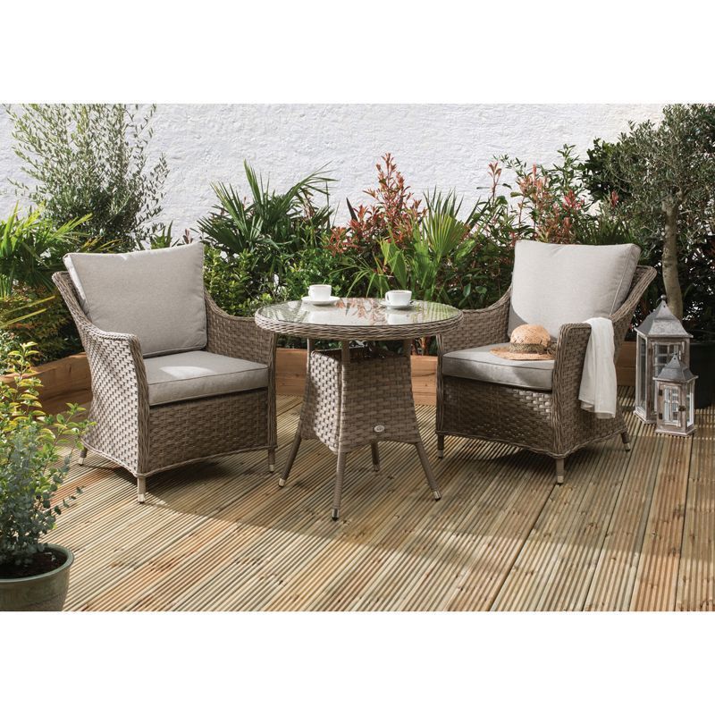 Buy Arles Bistro Outdoor Dining Set – Grey Rattan – Online At Cherry Lane With Regard To Outdoor Wicker Cafe Dining Sets (View 6 of 15)