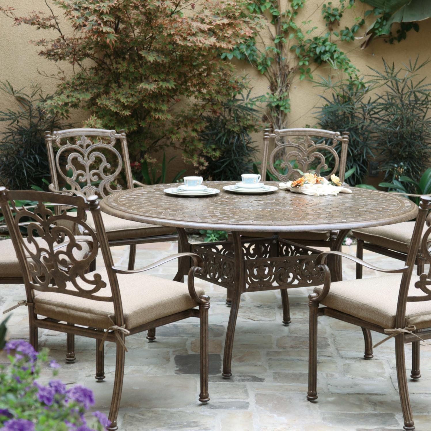 Buy Darlee Santa Barbara 7 Piece Cast Aluminum Patio Dining Set With Throughout Extendable 7 Piece Patio Dining Sets (View 6 of 15)
