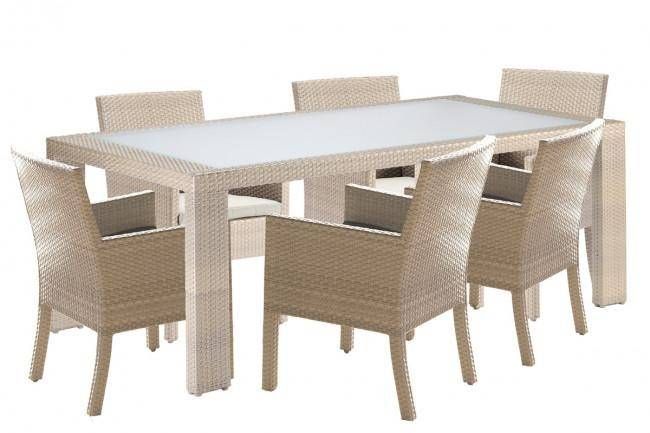 Buy Pelican Reef Cubix Outdoor Dining Set 7 Pcs In Beige, Off White Online Intended For Off White Outdoor Seating Patio Sets (View 1 of 15)