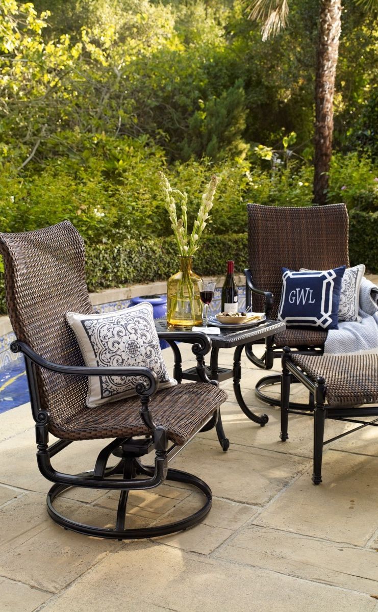 Carlisle Woven Swivel Rocker Lounge Chairs, Set Of Two | Frontgate With Regard To Black Weave Outdoor Modern Dining Chairs Sets (View 5 of 15)