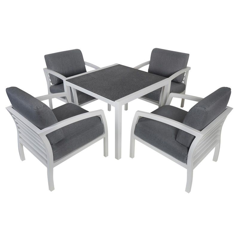 Cayman 4 Seat Aluminium Garden Furniture Chair & Dining Table Set Regarding 5 Piece 4 Seat Outdoor Patio Sets (View 10 of 15)