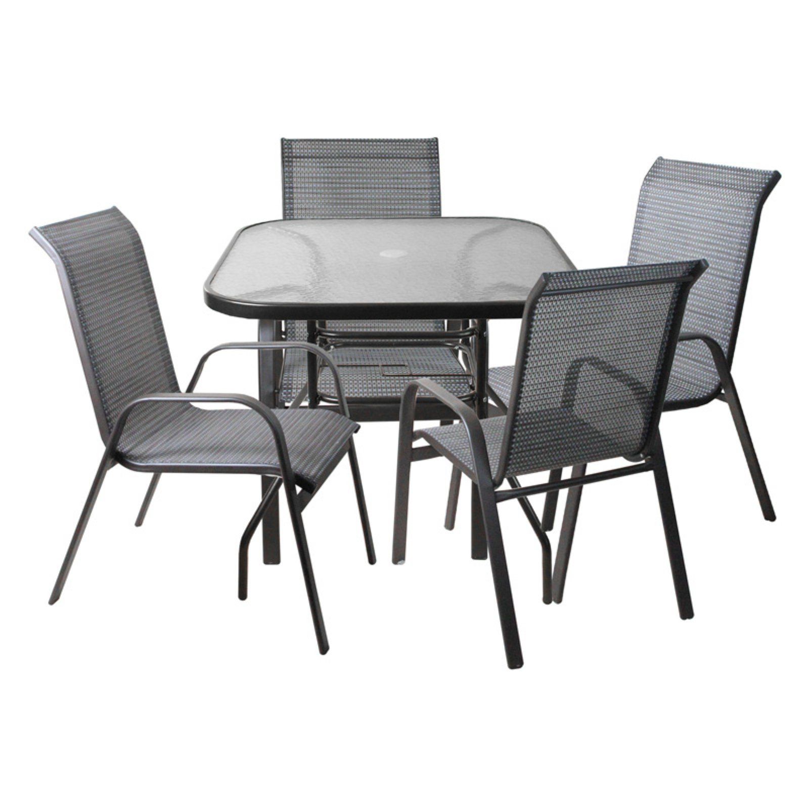 Cc Outdoor Living 5 Piece Outdoor Mesh Textilene And Steel Rectangle Within 5 Piece Patio Sets (View 15 of 15)
