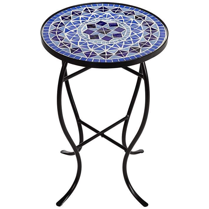 Cobalt Mosaic Black Iron Outdoor Accent Table – #6F095 | Lamps Plus In Mosaic Black Iron Outdoor Accent Tables (View 8 of 15)