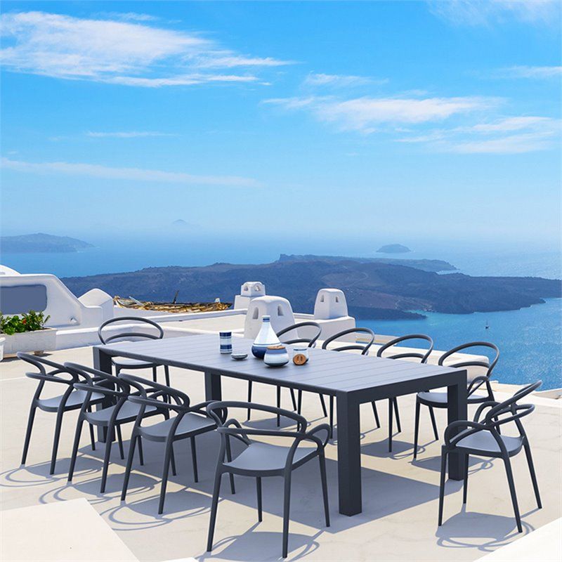 Compamia Mila 11 Piece Extendable Patio Dining Set In Dark Gray Throughout 11 Piece Extendable Patio Dining Sets (View 6 of 15)