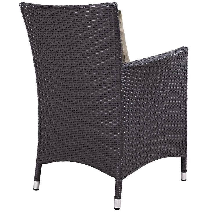 Convene 4 Espresso/Mocha Outdoor Patio Dining Arm Chairsmodway In Mocha Fabric Outdoor Wicker Armchair Sets (View 7 of 15)
