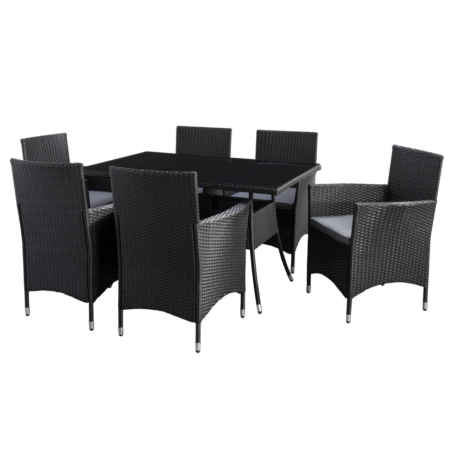 Corliving Parksville 7 Piece Rectangle Resin Wicker Patio Dining Set With Regard To Gray Wicker Rectangular Patio Dining Sets (View 10 of 15)