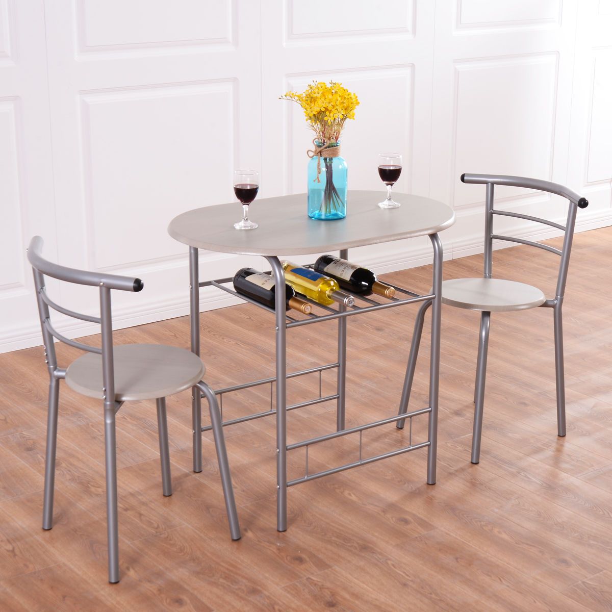 Costway 3 Piece Dining Set Table 2 Chairs Bistro Pub Home Kitchen With Regard To 3 Piece Bistro Dining Sets (View 5 of 15)