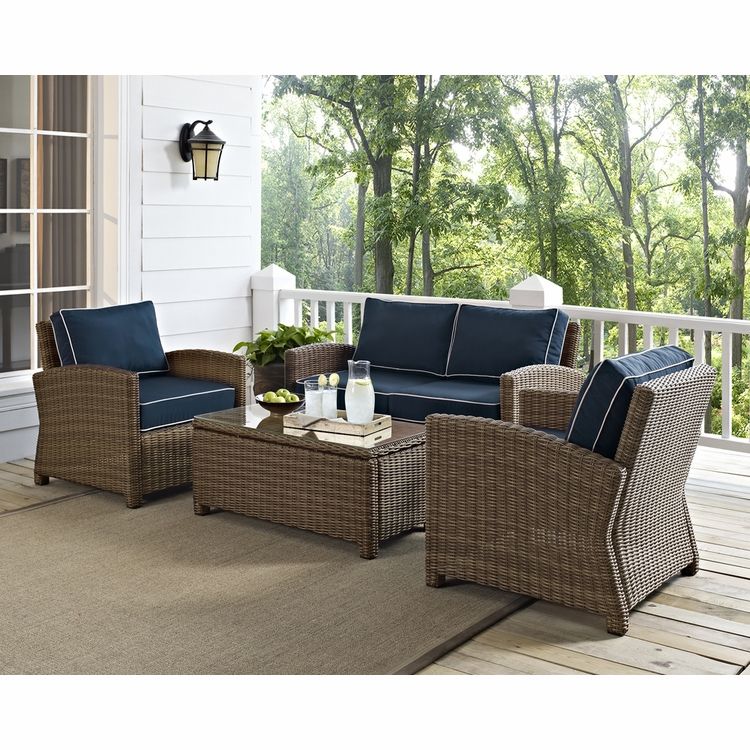 Crosley Furniture – Bradenton 4 Piece Outdoor Wicker Seating Set With Inside 4 Piece Outdoor Wicker Seating Sets (View 10 of 15)