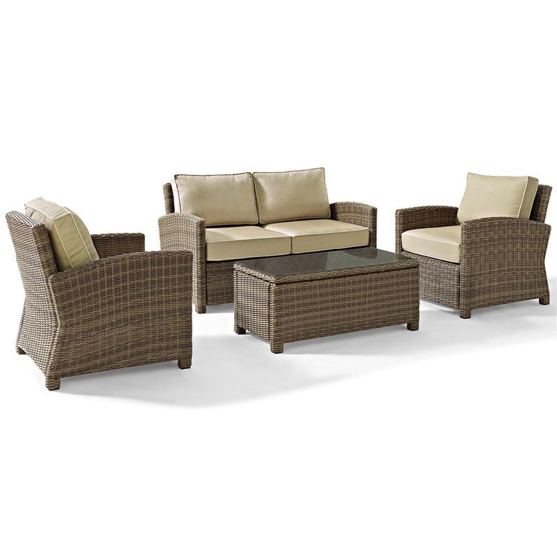 Crosley Furniture Bradenton 4 Piece Outdoor Wicker Seating Set With Inside 4 Piece Wicker Outdoor Seating Sets (View 11 of 15)