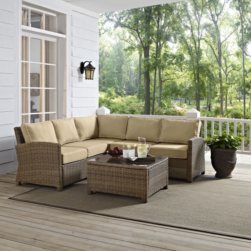 Crosley Furniture – Bradenton 4 Piece Outdoor Wicker Seating Set With Inside Rattan Wicker Sand Outdoor Seating Sets (View 8 of 15)