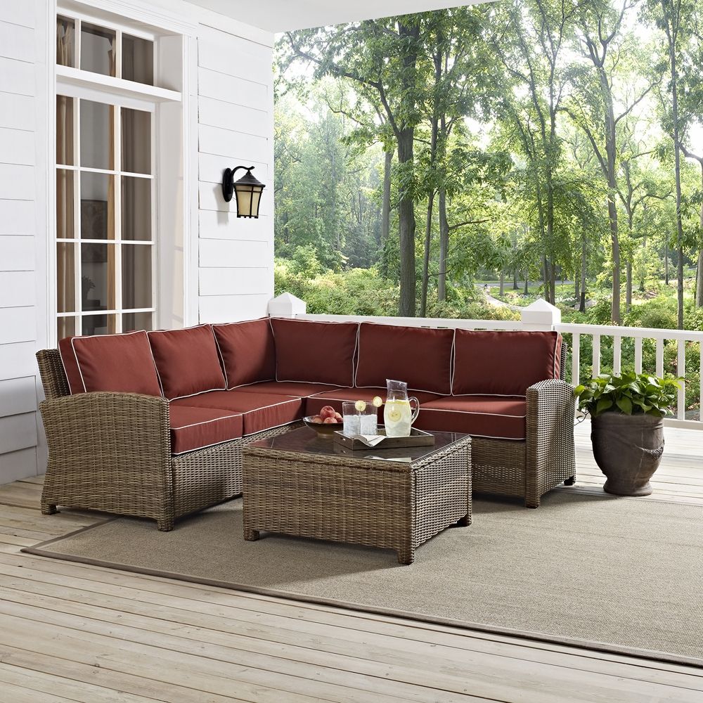 Crosley Furniture – Bradenton 4 Piece Outdoor Wicker Seating Set With Pertaining To 4 Piece Wicker Outdoor Seating Sets (View 4 of 15)