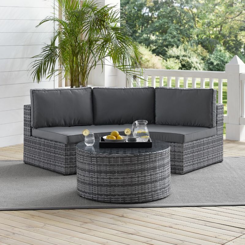 Crosley Furniture – Catalina 2 Piece Outdoor Wicker Sectional Set Gray Within 2 Piece Outdoor Wicker Sectional Sofa Sets (View 14 of 15)