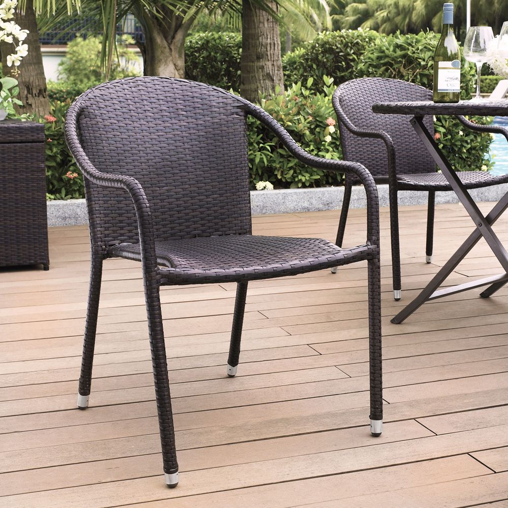 Crosley Furniture – Palm Harbor Outdoor Wicker Stackable Chairs – Set Intended For Rattan Wicker Outdoor Seating Sets (View 6 of 15)