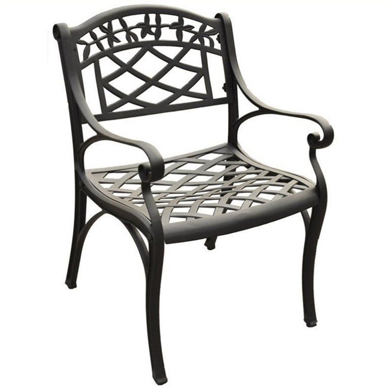 Crosley Sedona Metal Patio Dining Arm Chair In Charcoal Black (Set Of 2 Within Black Outdoor Dining Chairs (View 6 of 15)