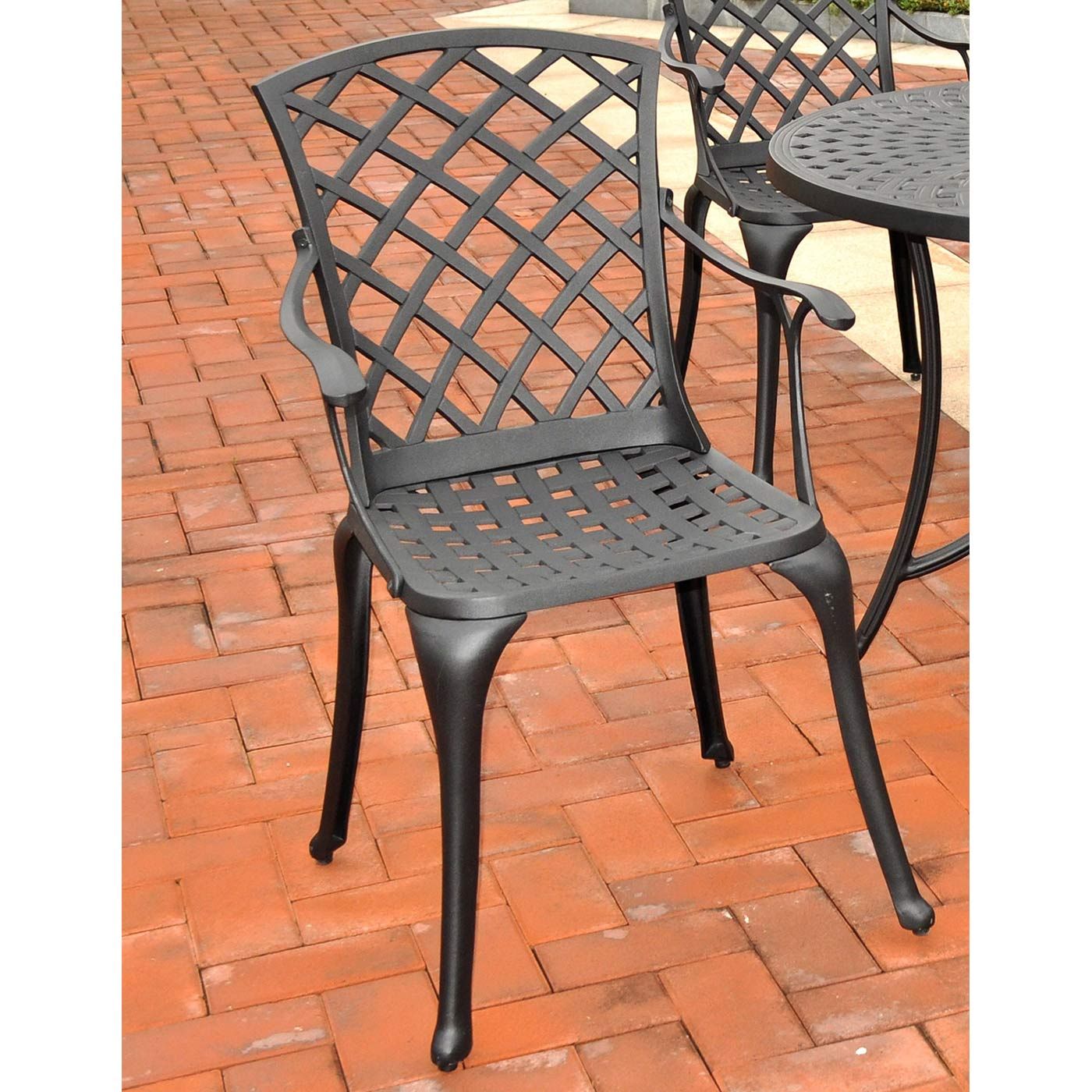 Crosley Sedona Set Of 2 Cast Aluminum High Back Arm Chairs In Charcoal Within Charcoal Fabric Patio Chair And Side Table (View 9 of 15)