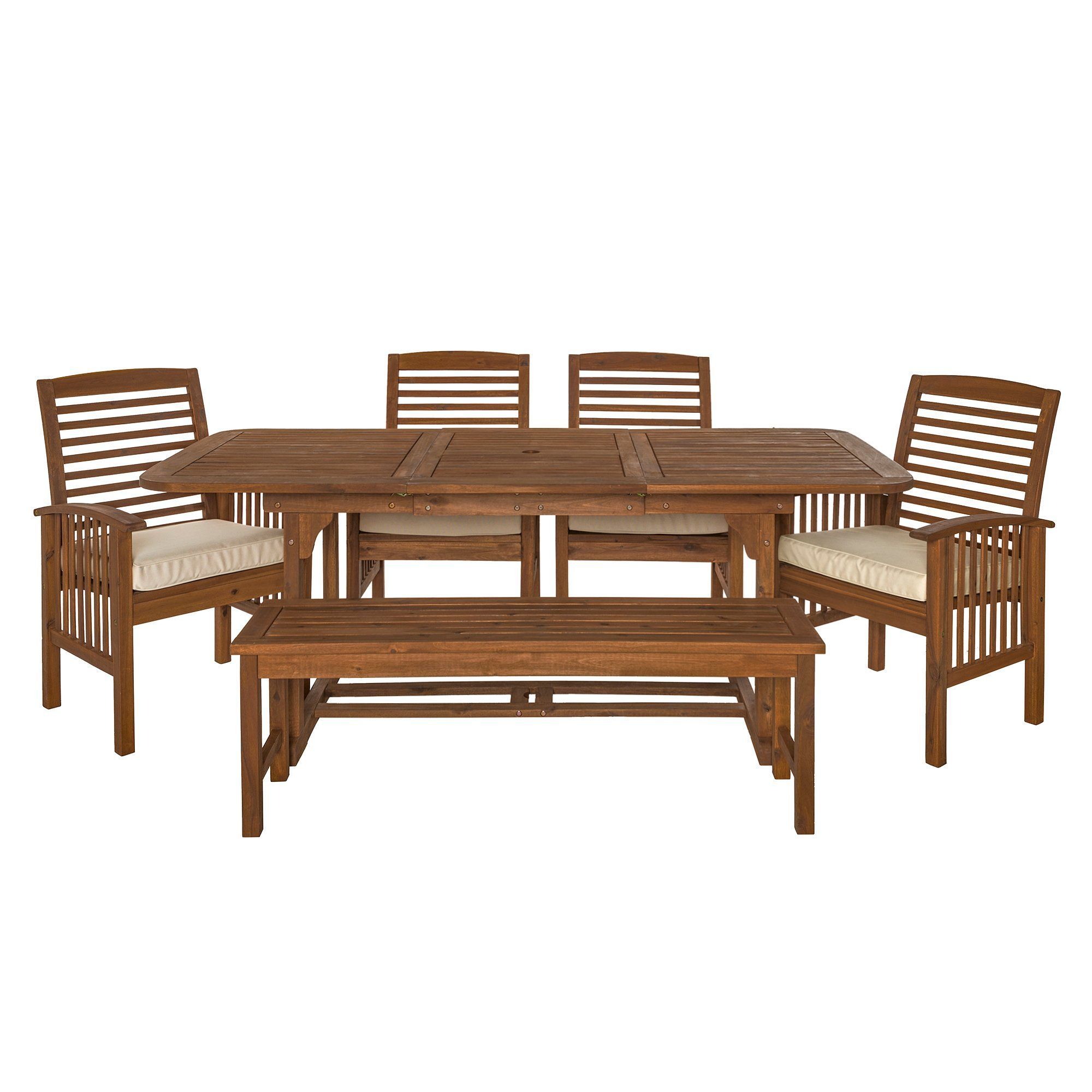 Dark Brown 6 Piece Patio Dining Set In 2021 | Patio Dining Set, Outdoor Inside Brown Acacia 6 Piece Patio Dining Sets (View 15 of 15)