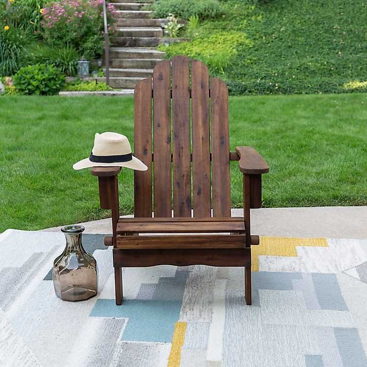 Dark Brown Acacia Folding Adirondack Chair In 2020 | Fire Pit Table Regarding Dark Brown Wood Outdoor Chairs (View 8 of 15)