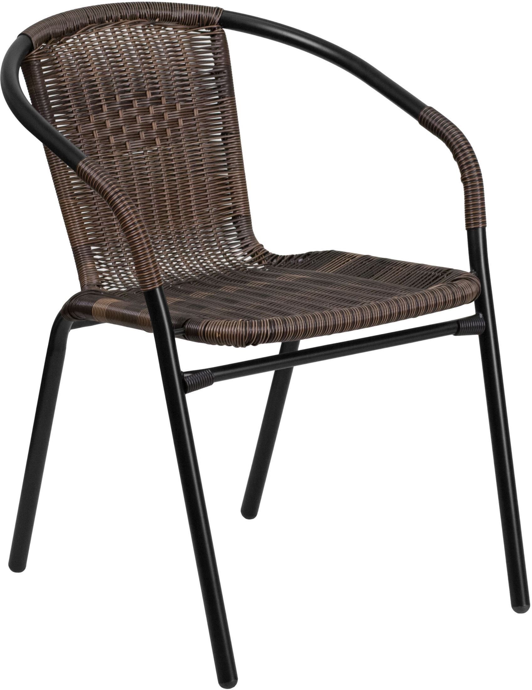 Dark Brown Rattan Indoor Outdoor Restaurant Stack Chair From Renegade Regarding Dark Brown Wood Outdoor Chairs (View 13 of 15)