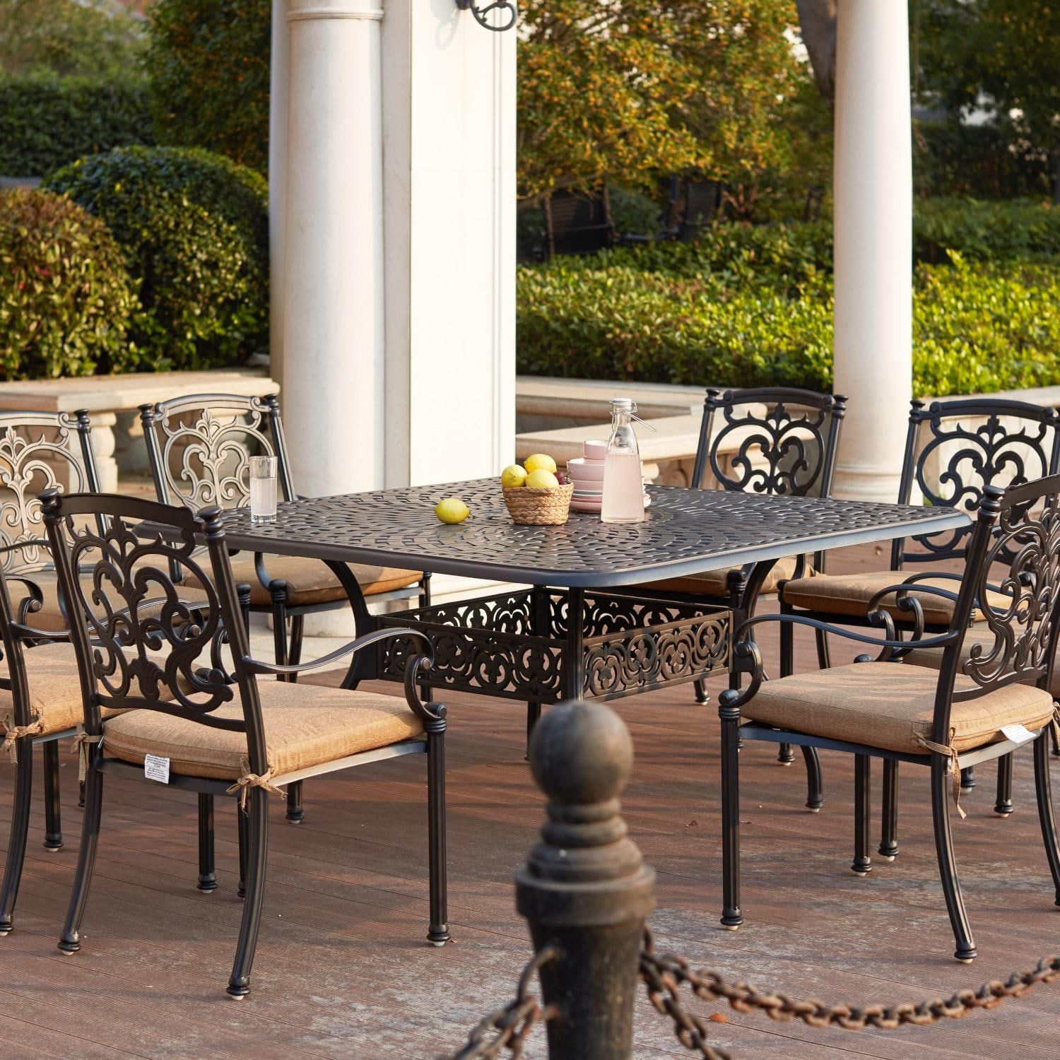 Darlee Santa Barbara 9 Piece Cast Aluminum Patio Dining Set With Square For 9 Piece Outdoor Square Dining Sets (View 7 of 15)