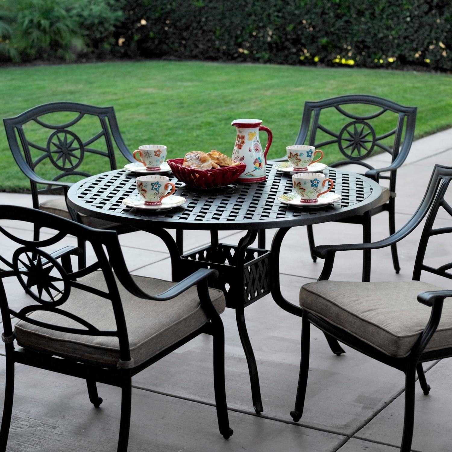 Darlee Ten Star 5 Piece Cast Aluminum Patio Dining Set With 5 Piece Outdoor Bench Dining Sets (View 12 of 15)