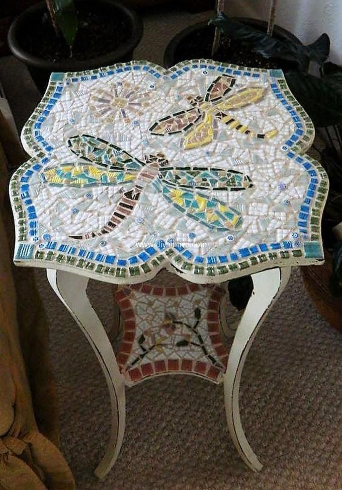 Design Ideas For Mosaic Furniture Art | Mosaic Furniture, Mosaic Within Dragonfly Mosaic Outdoor Accent Tables (View 10 of 15)