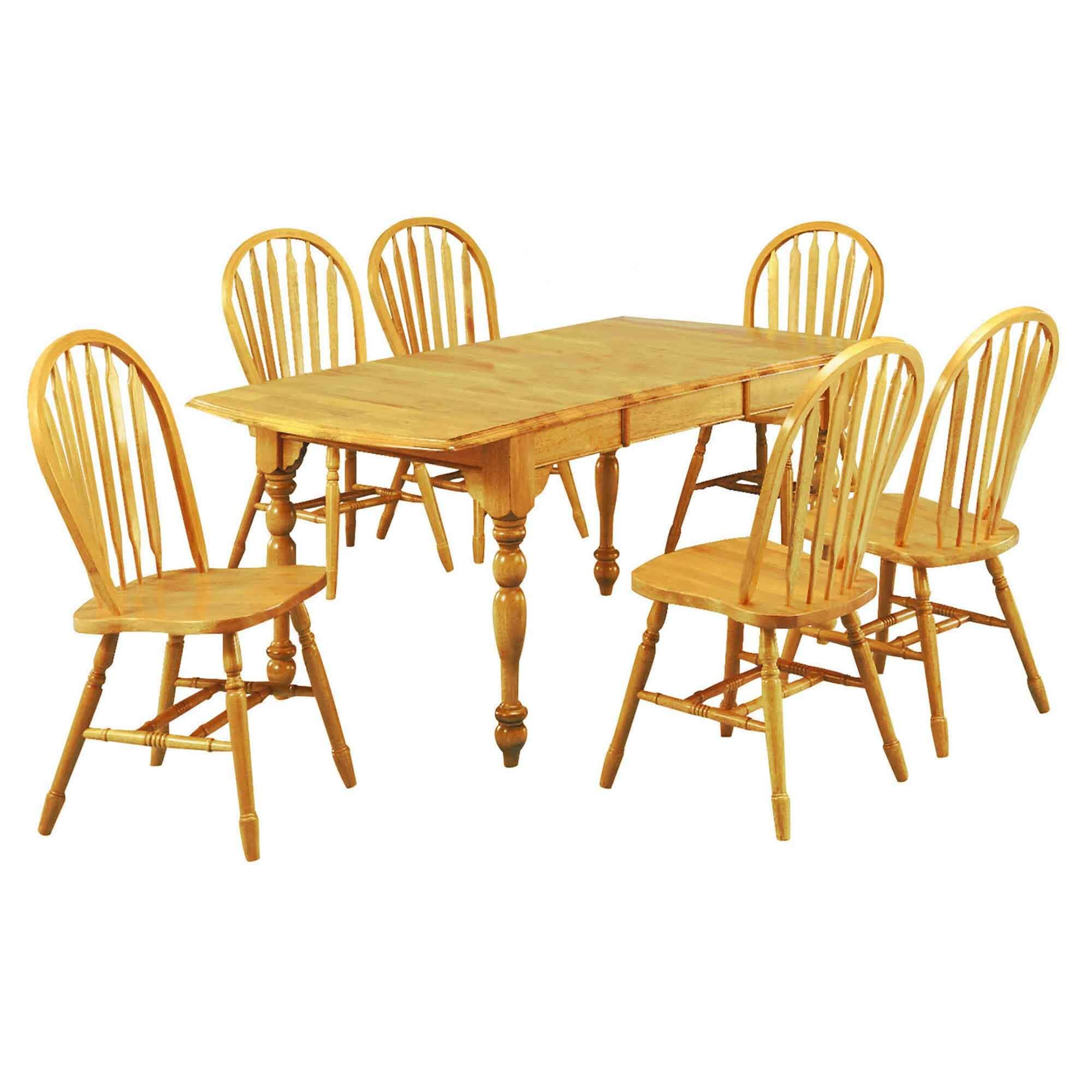 Drop Leaf Extendable Dining Set W/Arrowback Chairs (7 Piece) | Sunset Pertaining To 7 Piece Extendable Dining Sets (View 14 of 15)