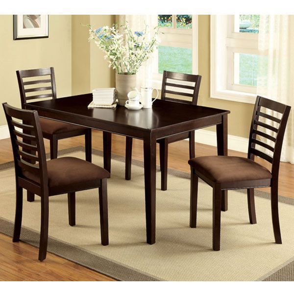 Eaton 5 Piece Espresso Dining Set | Dining Room Sets, Dining Table For Armless Square Dining Sets (View 9 of 15)