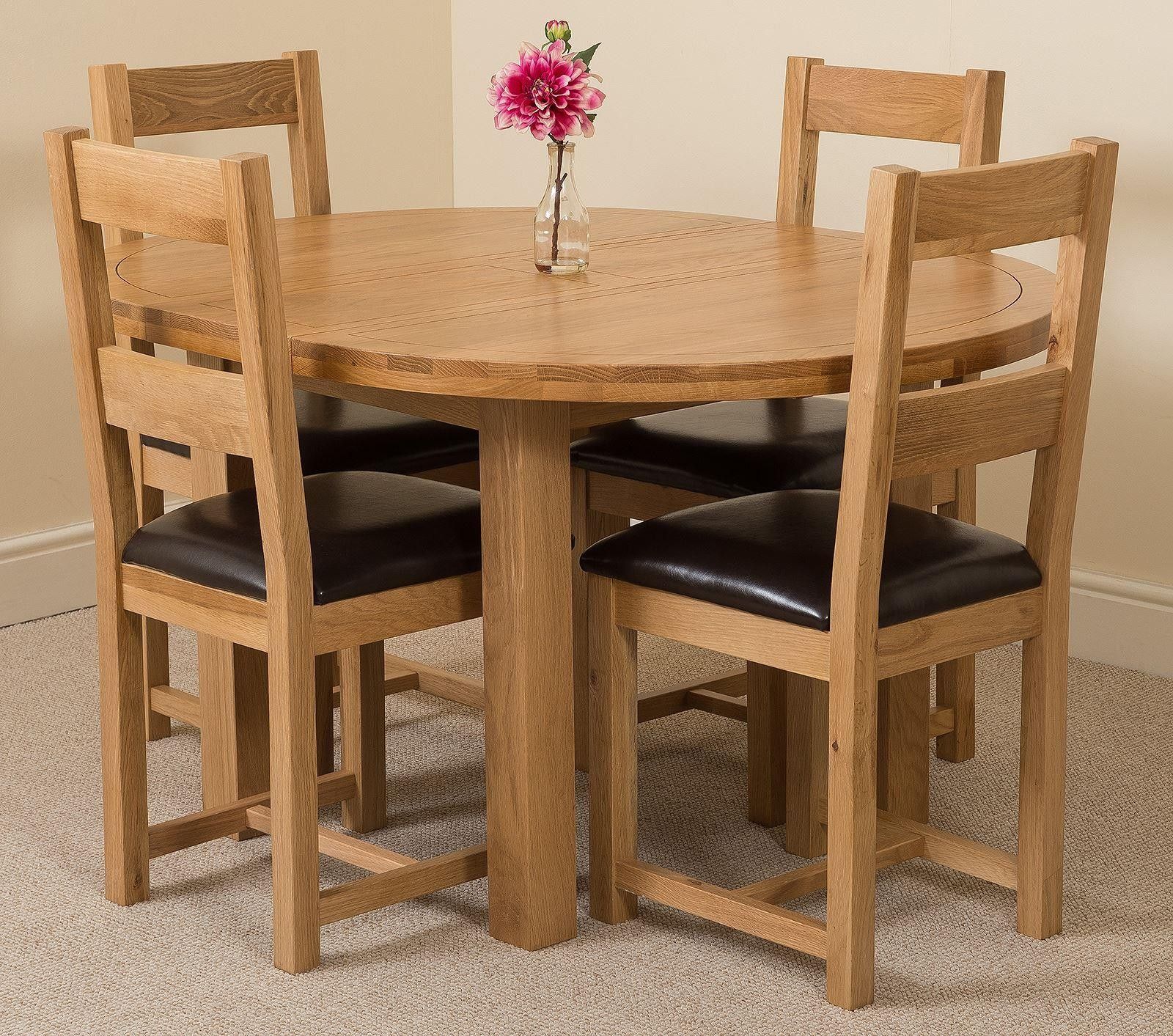 Edmonton Solid Oak Extending Oval Dining Table With 4 Lincoln Solid Oak Pertaining To Extendable Oval Patio Dining Sets (View 6 of 15)