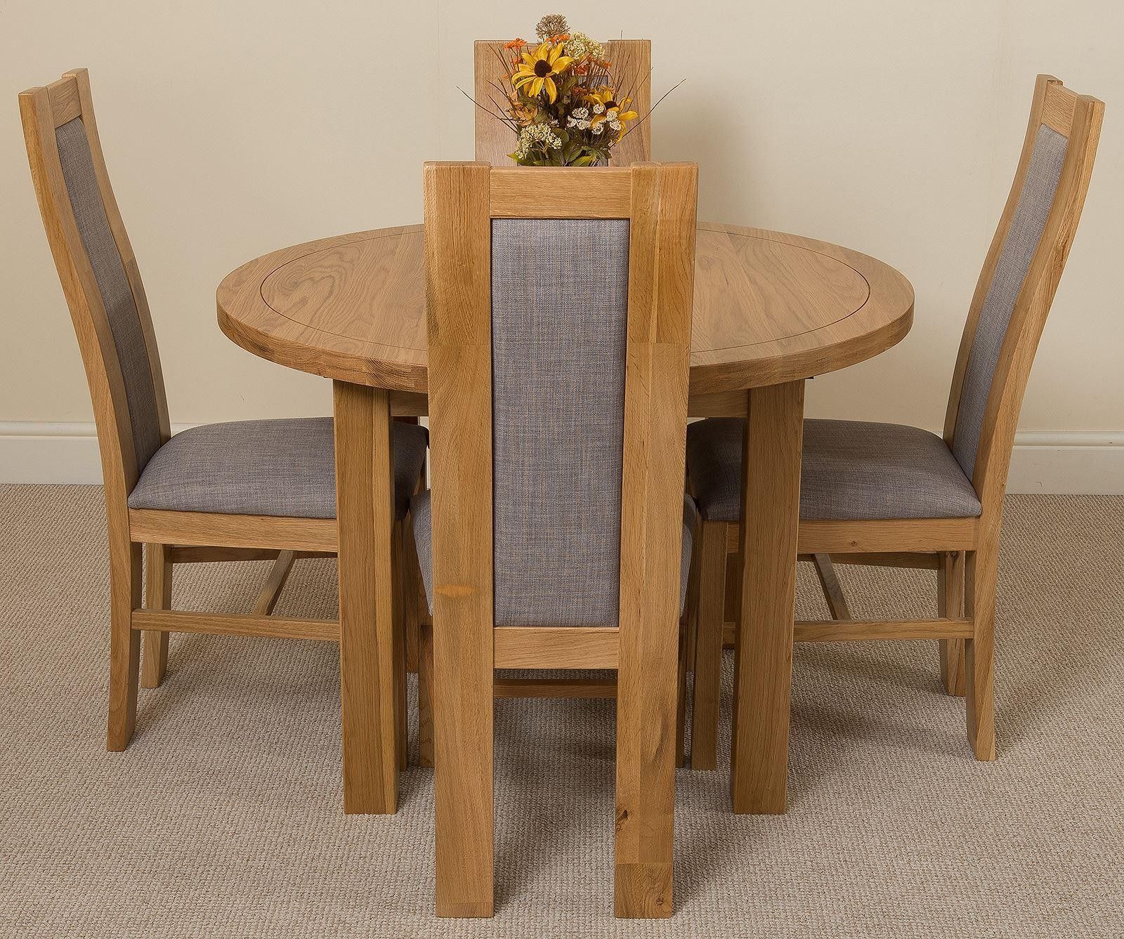 Edmonton Solid Oak Extending Oval Dining Table With 4 Stanford Solid With Extendable Oval Patio Dining Sets (View 4 of 15)