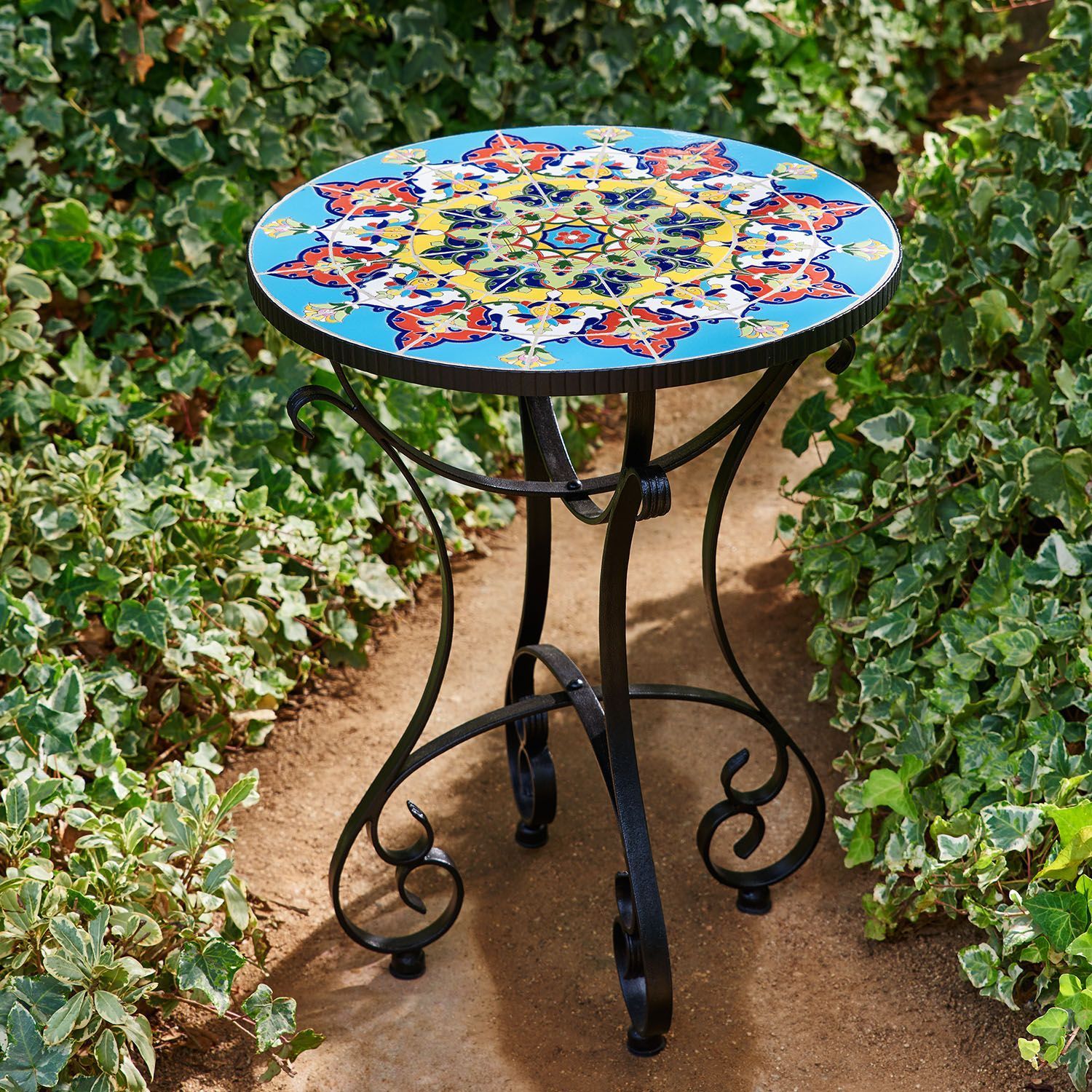 Emilio Mosaic Accent Table | Outdoor Coffee Tables, Decor, Outdoor Within Mosaic Black Outdoor Accent Tables (View 3 of 15)